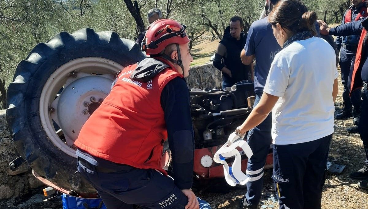 balikesirde traktor devrildi surucu yaralandi qfFUmTej